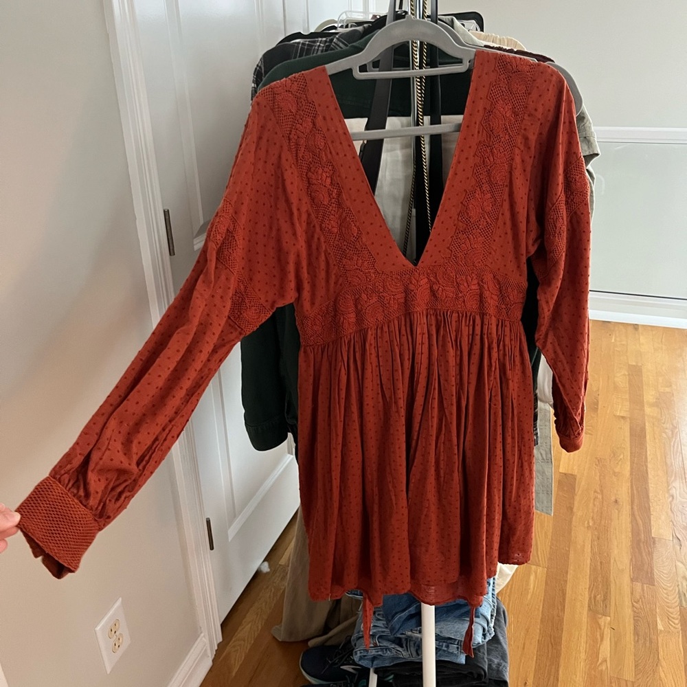 Free People Sugar Pie Plunge Mini Dress